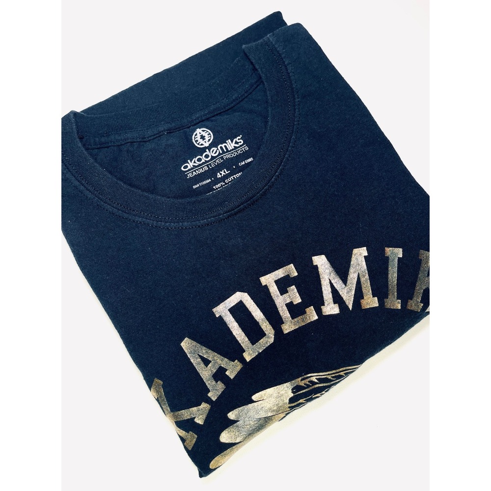 Akademiks Mens 4XL Black Gold Graphic T-Shirt Y2K Urban Streetwear Hip Hop Tee